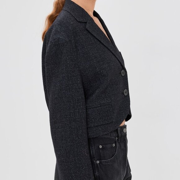 Tibi Kian Glenplaid Cropped Bomber Blazer  Kian Glenplaid Cropped Bomber Blazer - Picture 4 of 10